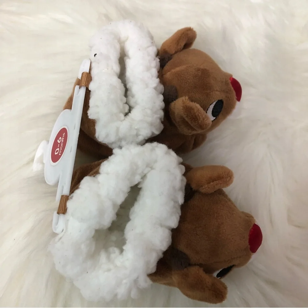 NWT RUDOLPH The Red Nosed Reindeer slippers Sz 0-6 Months
